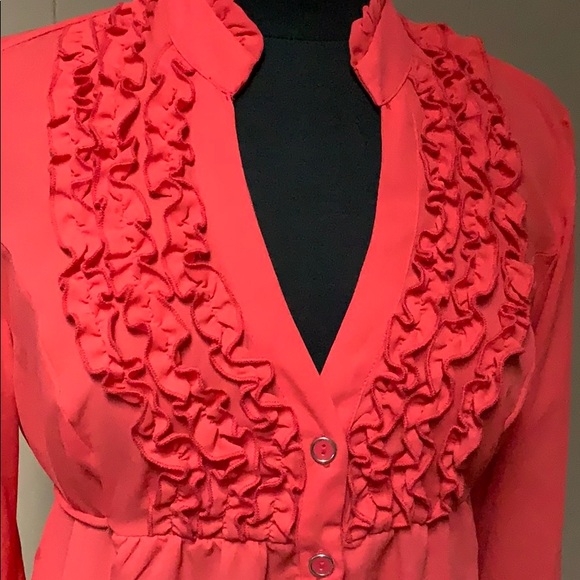 Beautiful V Neck With Front Ruffles Top - Picture 2 of 7